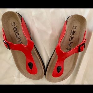 New women’s red sandals, never been worn